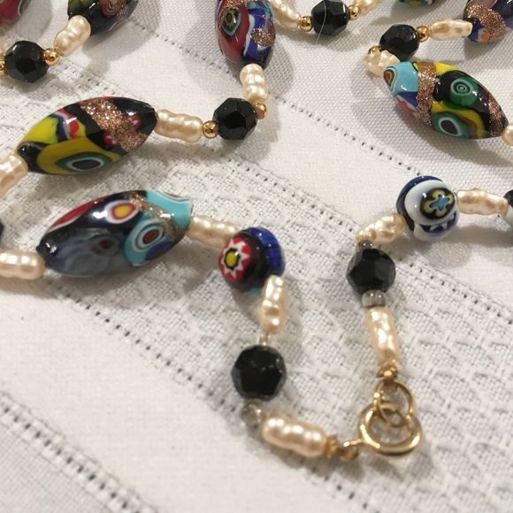 Vintage Murano Glass And Saltwater Pearl Necklace - Picture 5 of 6
